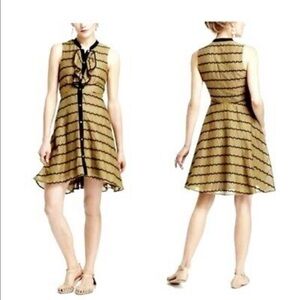 Postmark by Anthropologie Green Striped Button Front Dress